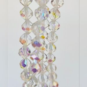 Vintage 50s 60s aurora borielis crystal bead necklace double strand iridescent